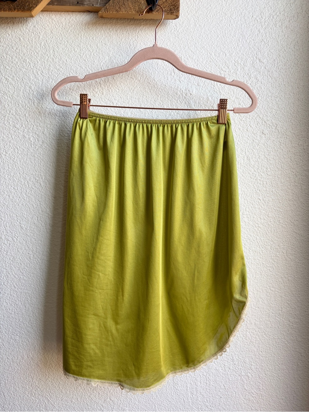 Vintage Warners Hand Dyed Chartreuse Slip Skirt Medium - Picture 5 of 5